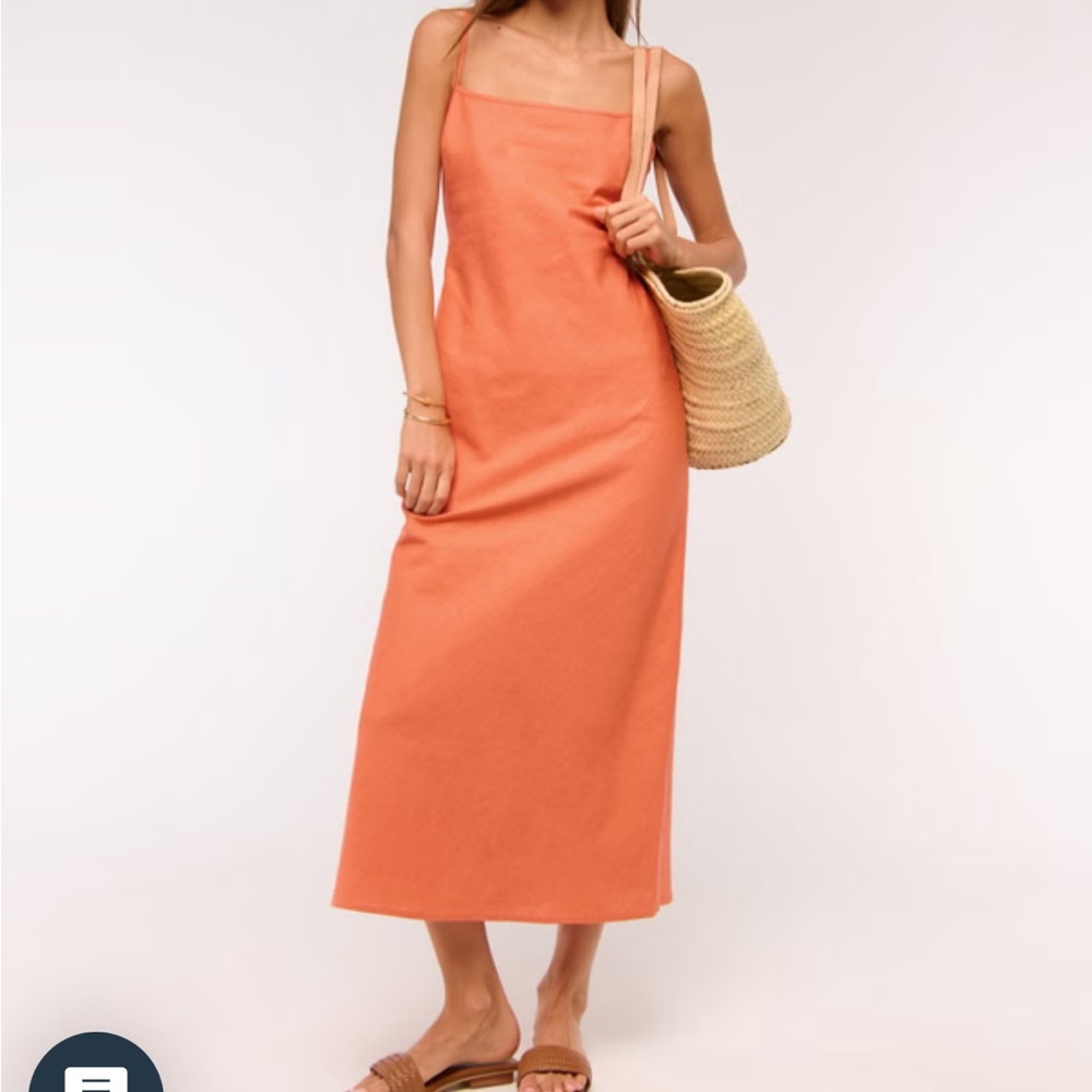 The A&F Julia Slip Linen-Blend Midi Dress (size XSP)